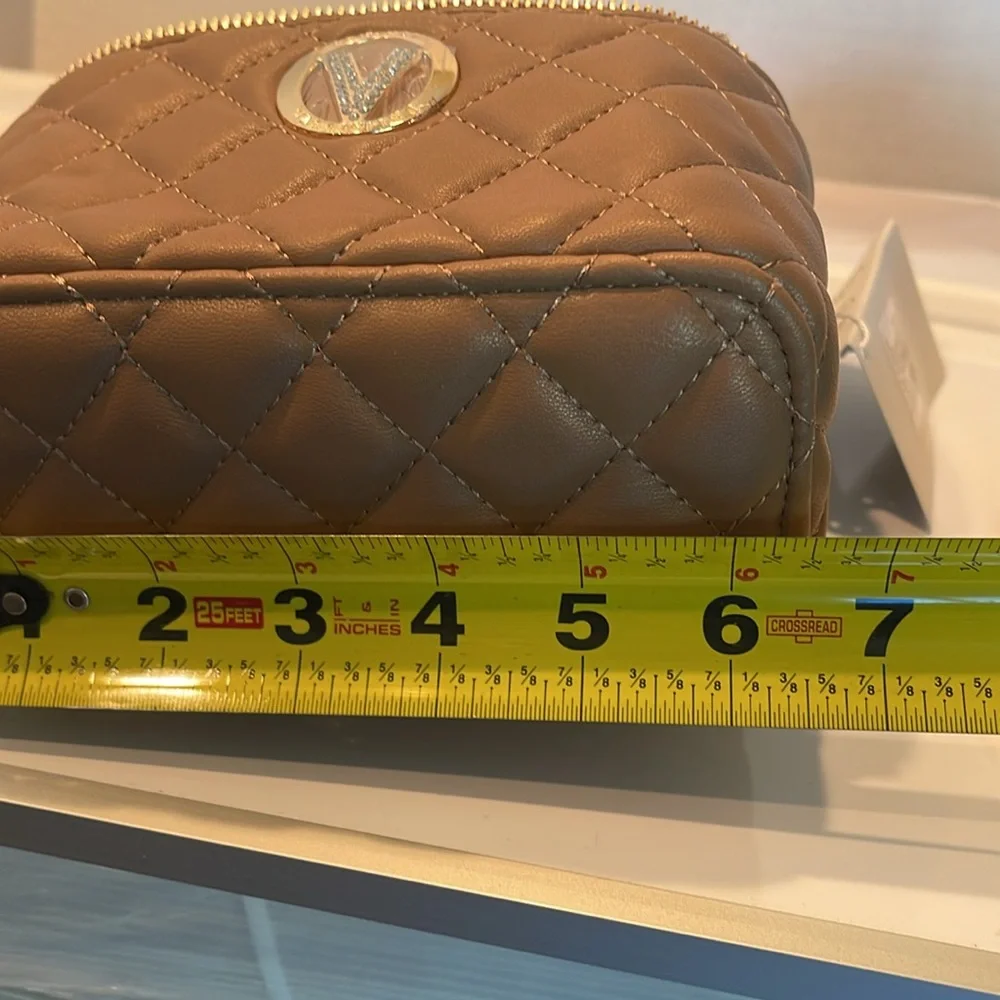 NWT $330 Valentino Orlandi Taupe Quilted Bag Vegan Leather 2 ways to carry style - Picture 14 of 17